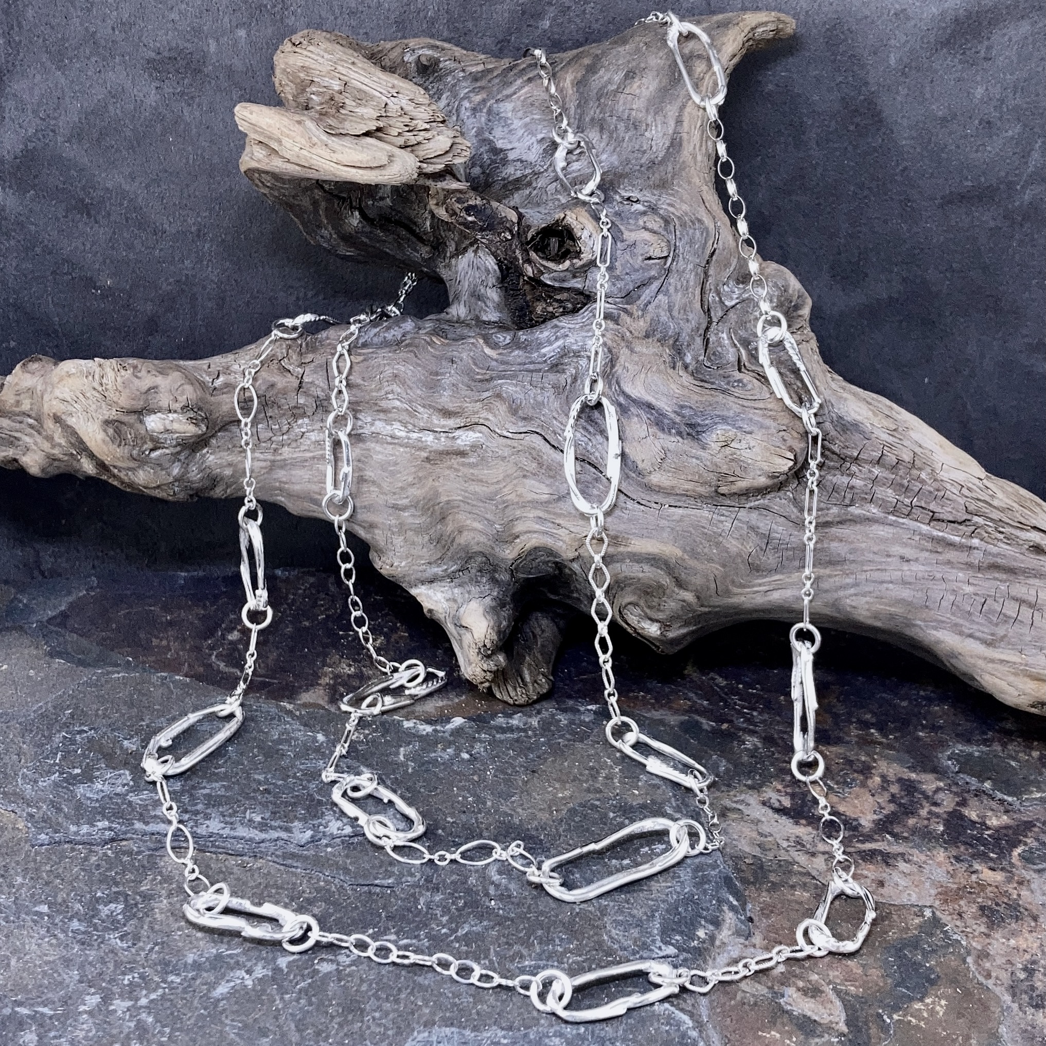 freeform oval necklace - Argentium silver - Image 2