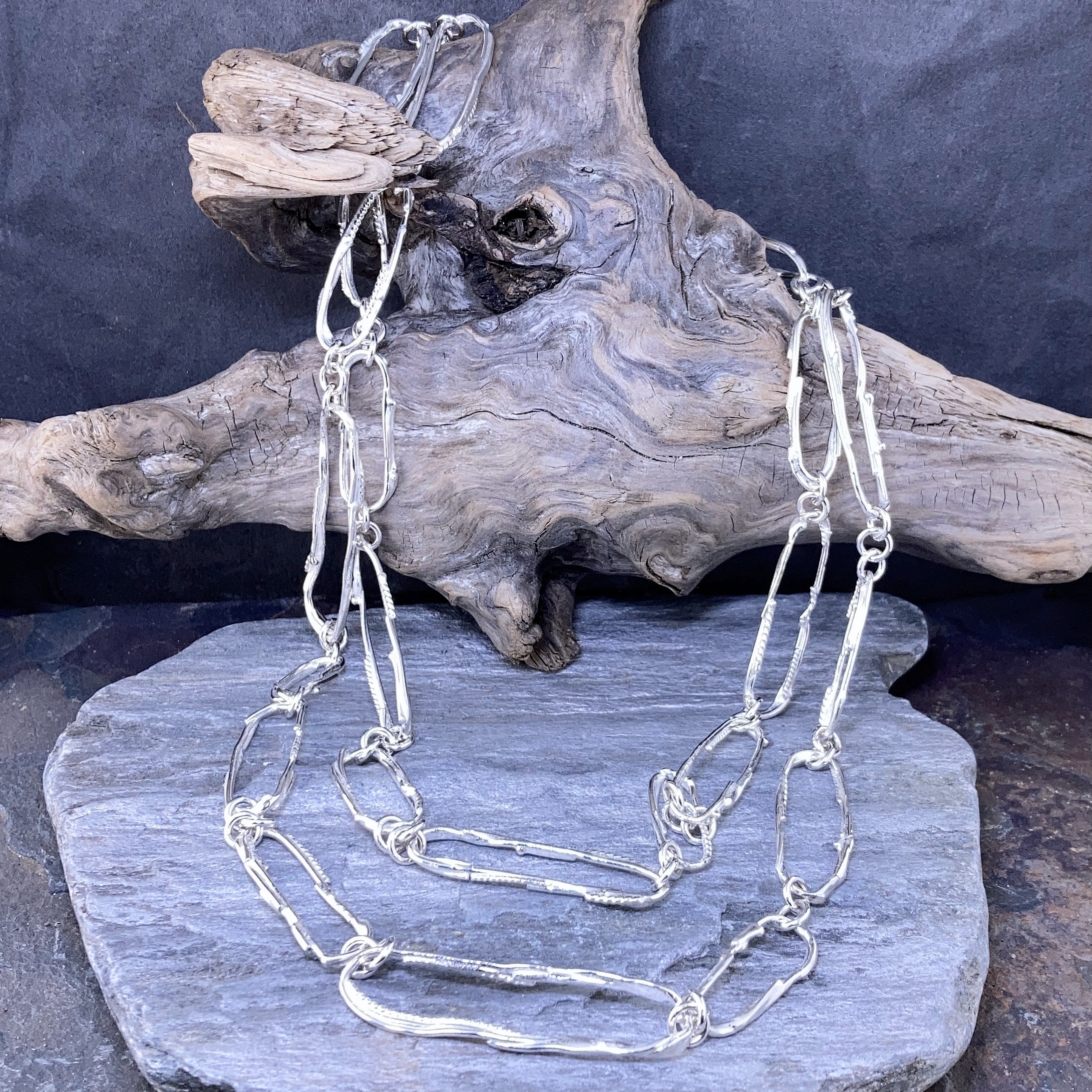 freeform oval necklace - Argentium Silver