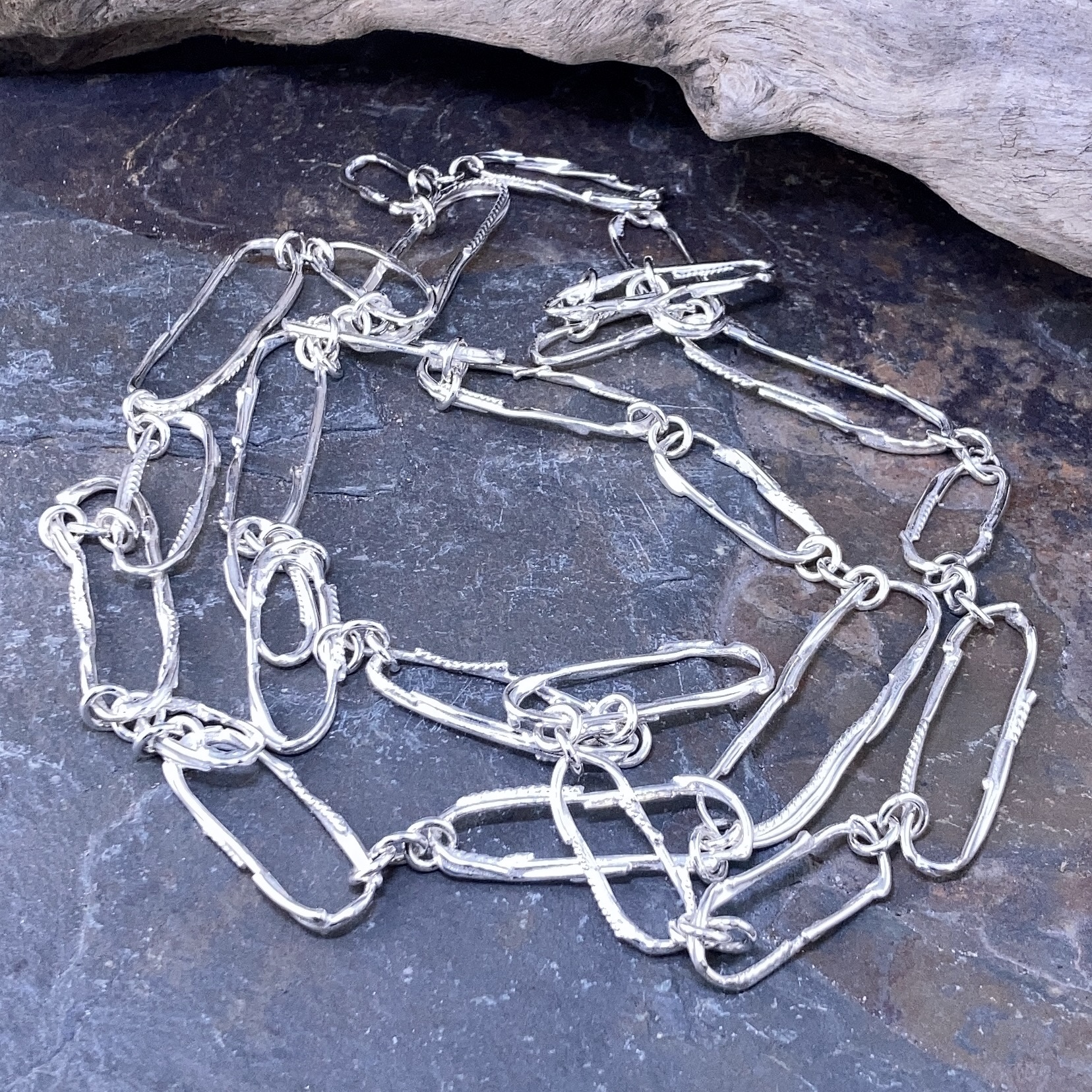 freeform oval necklace - Argentium Silver - Image 2