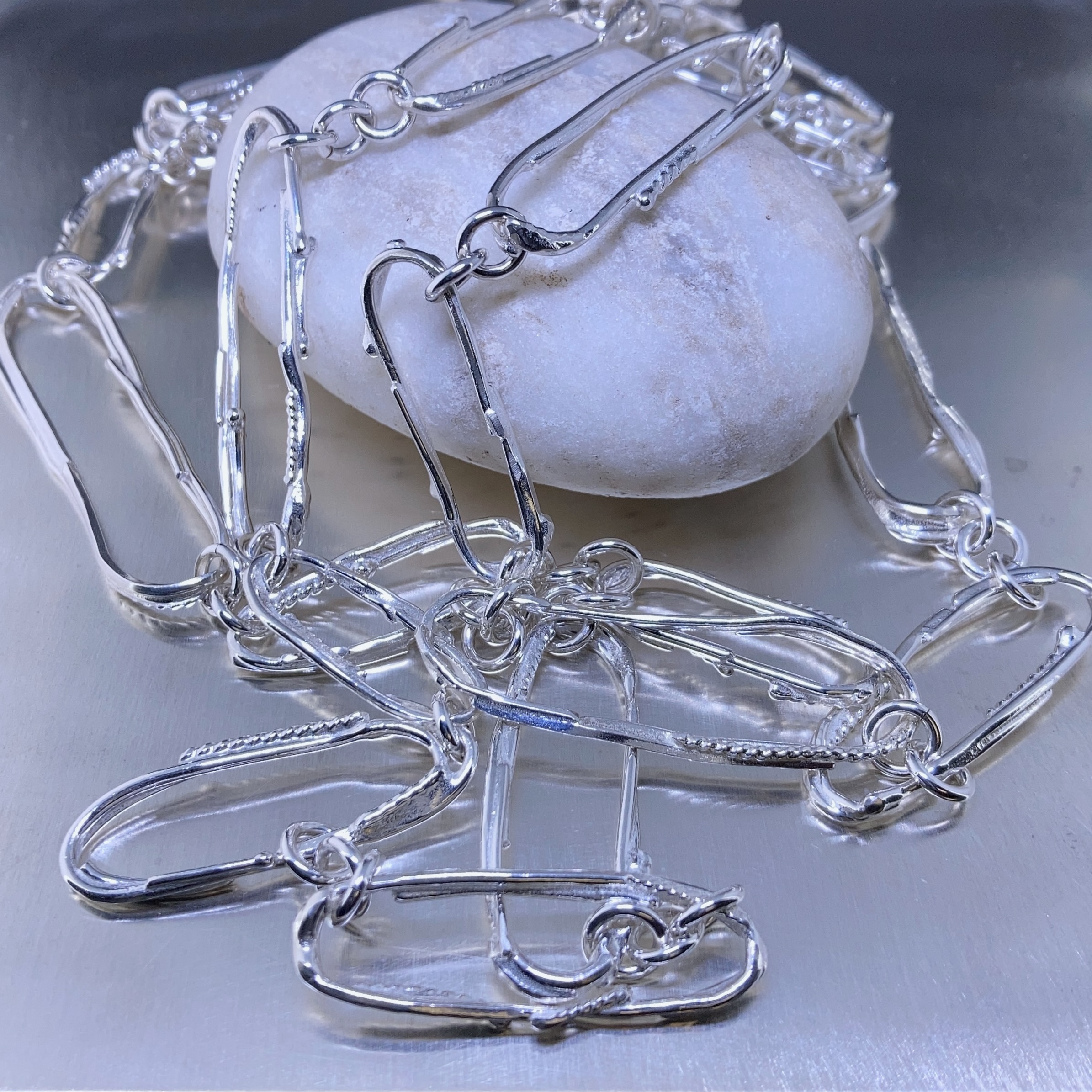 freeform oval necklace - Argentium Silver - Image 3