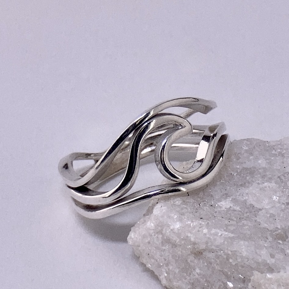 wave ring - size 9.25 - Argentium silver open band - Image 3