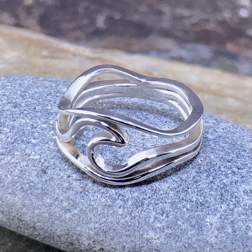 wave ring - size 9.25 - Argentium silver open band - Image 4