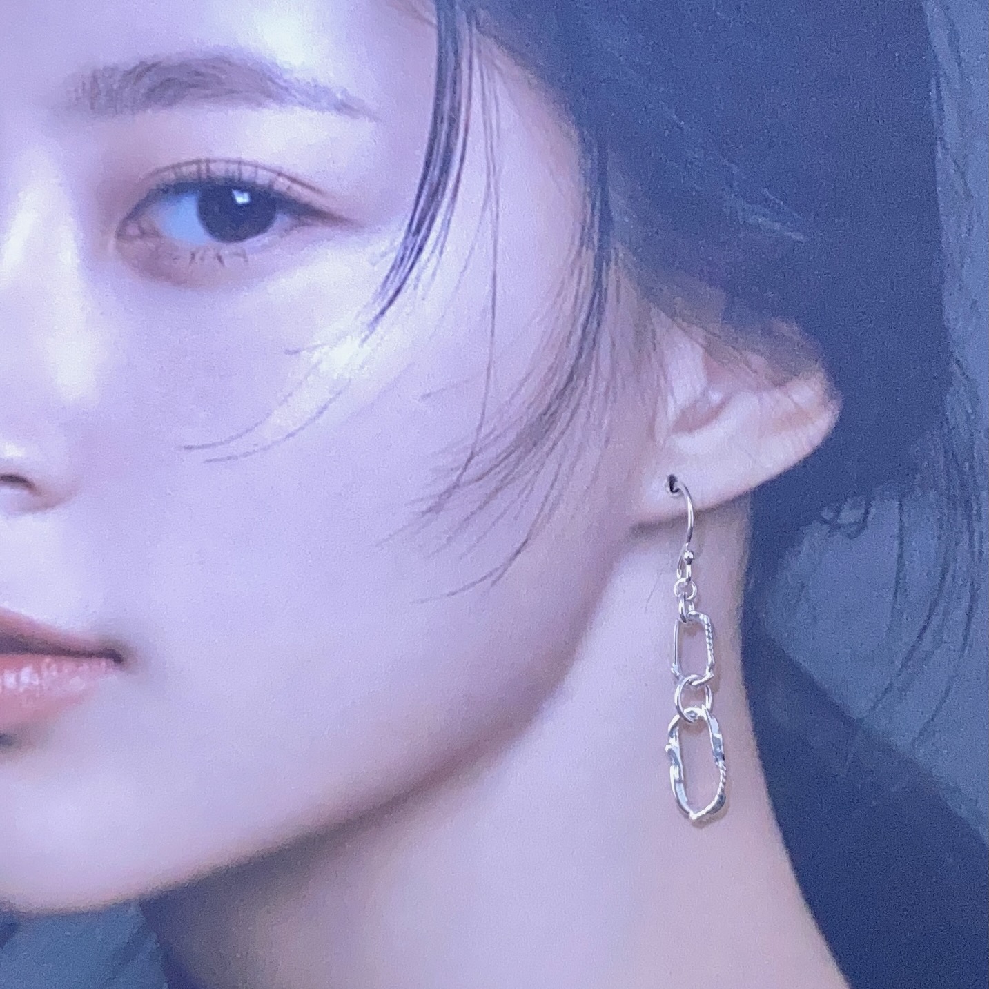 freeform oval earrings - double oval - Argentium silver - Image 3