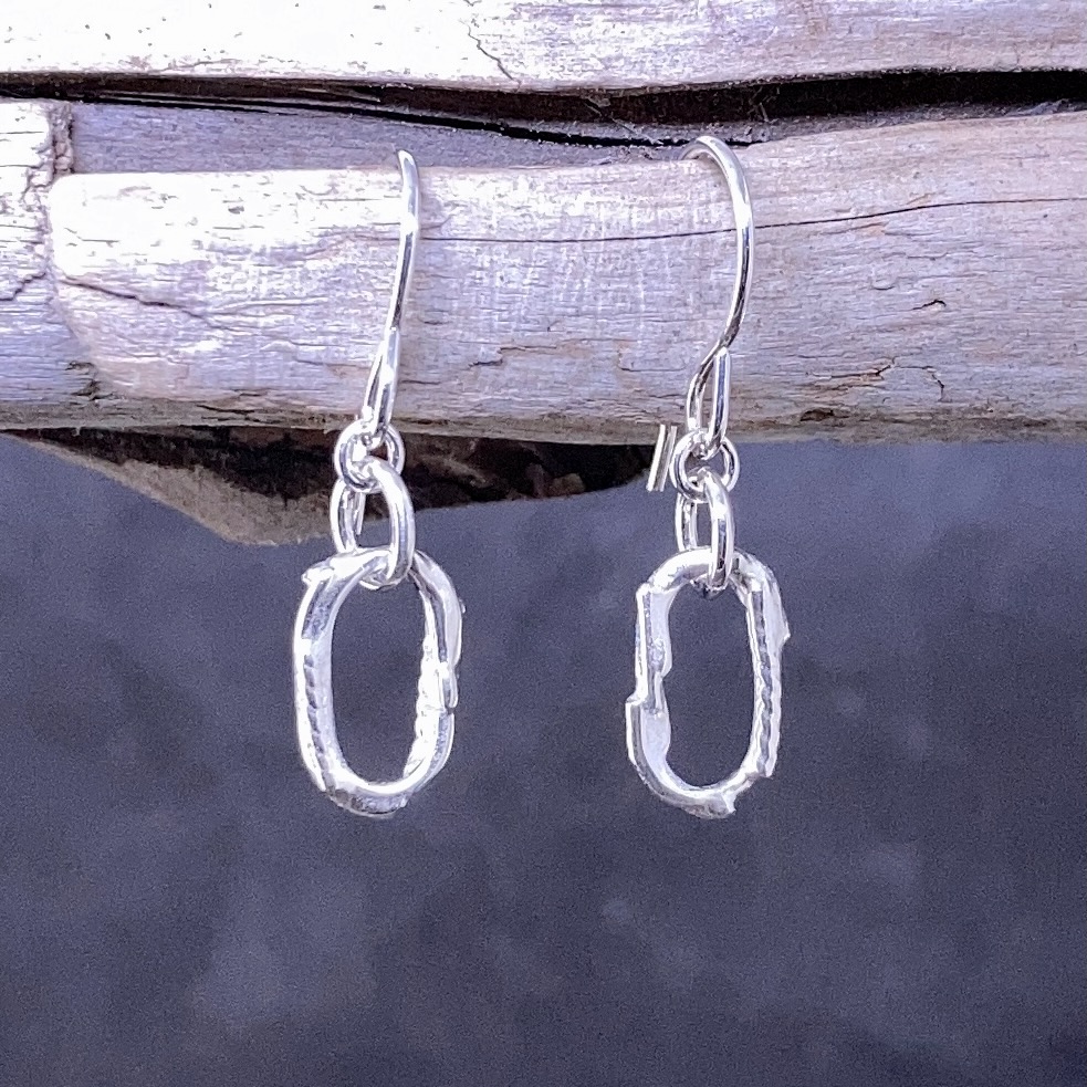freeform oval earrings - Argentium silver - small