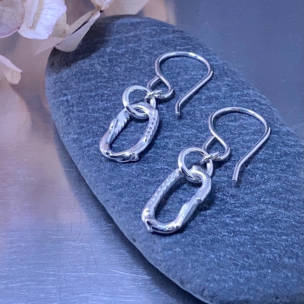 freeform oval earrings - Argentium silver - small - Image 3