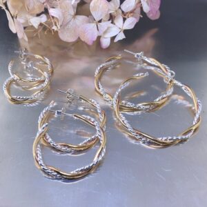 Brass & Argentium Silver Twist Hoop Earrings