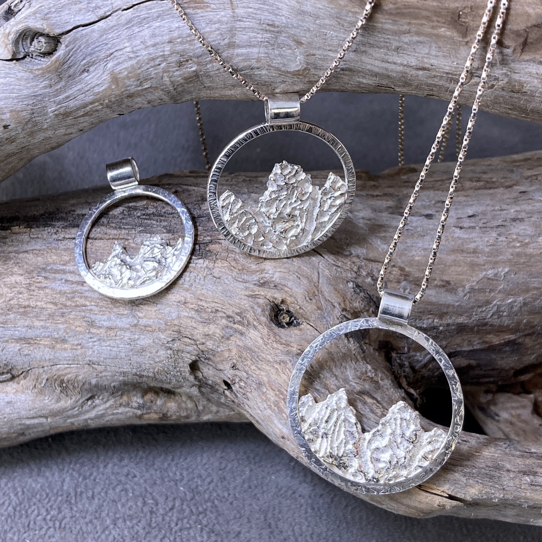mountain pendants - Argentium silver