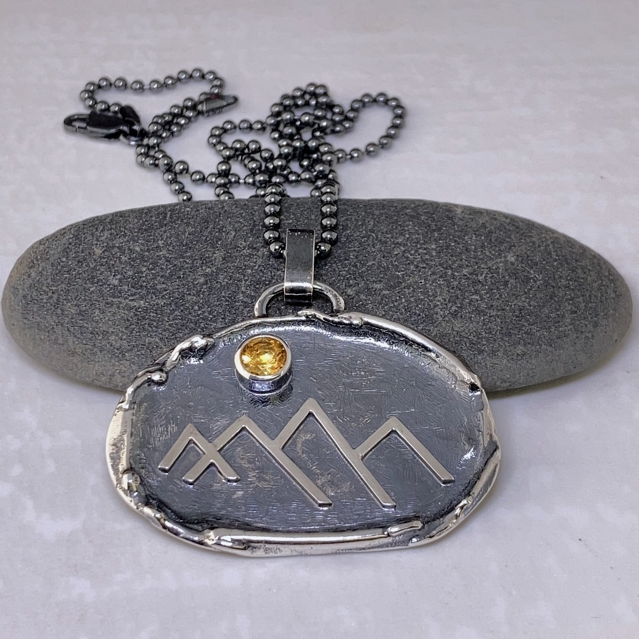 citrine pendant - Argentium silver mountain wax seal - antique - Image 4