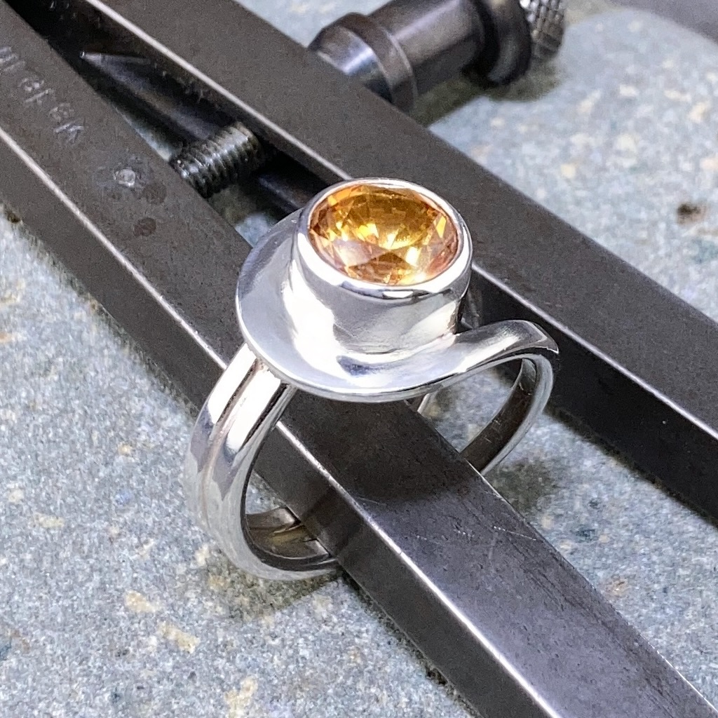 Citrine Ring – Size 7.25 – Argentium Silver Buttonhole Band – 2.5 Carat - Image 3
