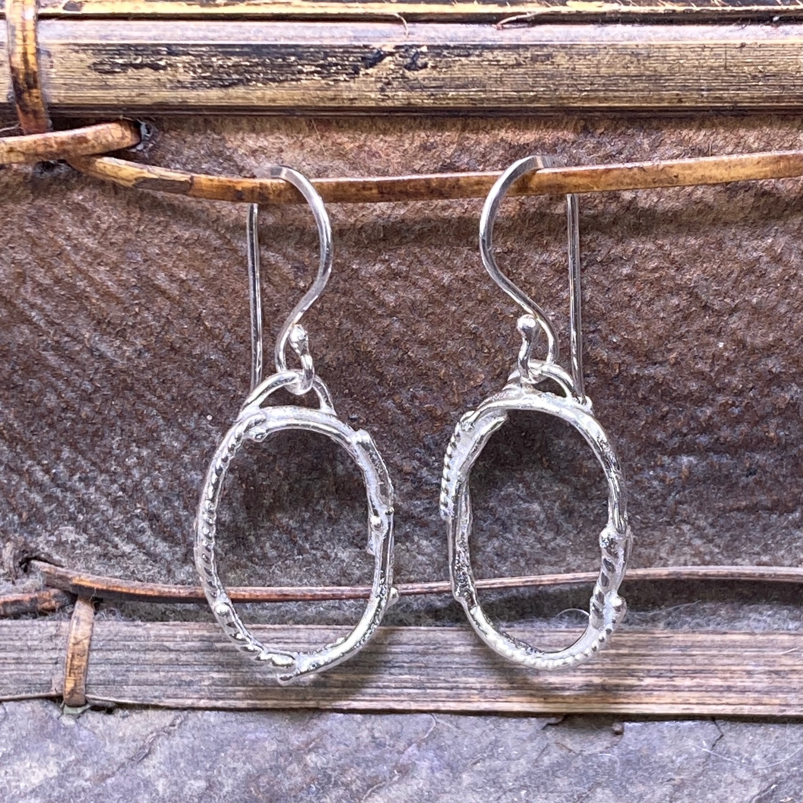 freeform oval earrings - Argentium silver - medium - Image 3