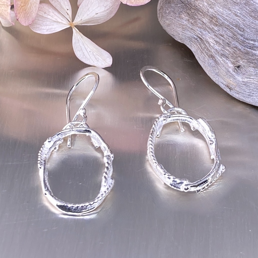 freeform oval earrings - Argentium silver - medium - Image 2