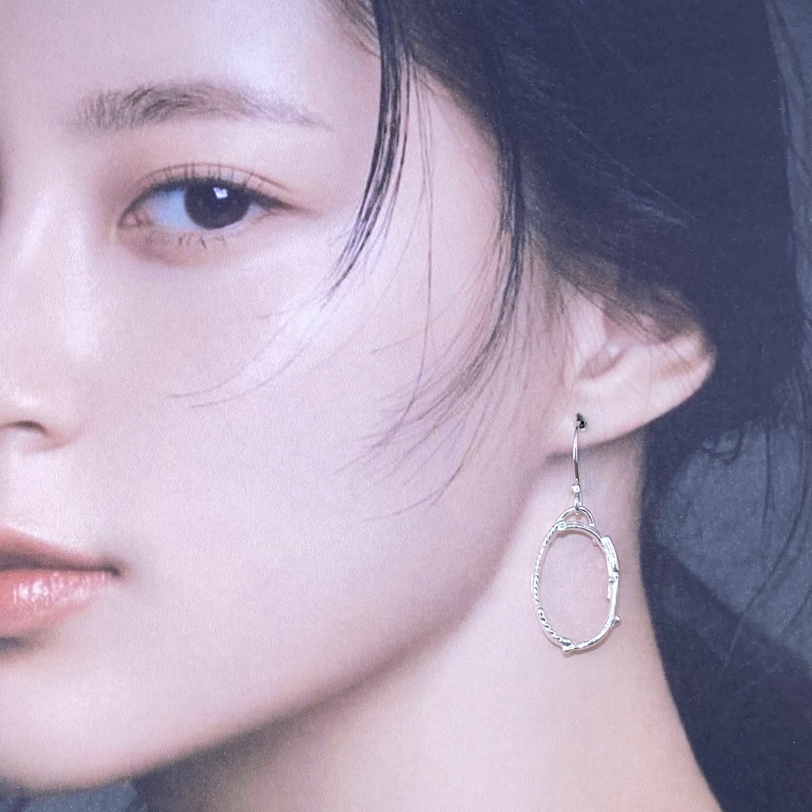 freeform oval earrings - Argentium silver - medium - Image 4