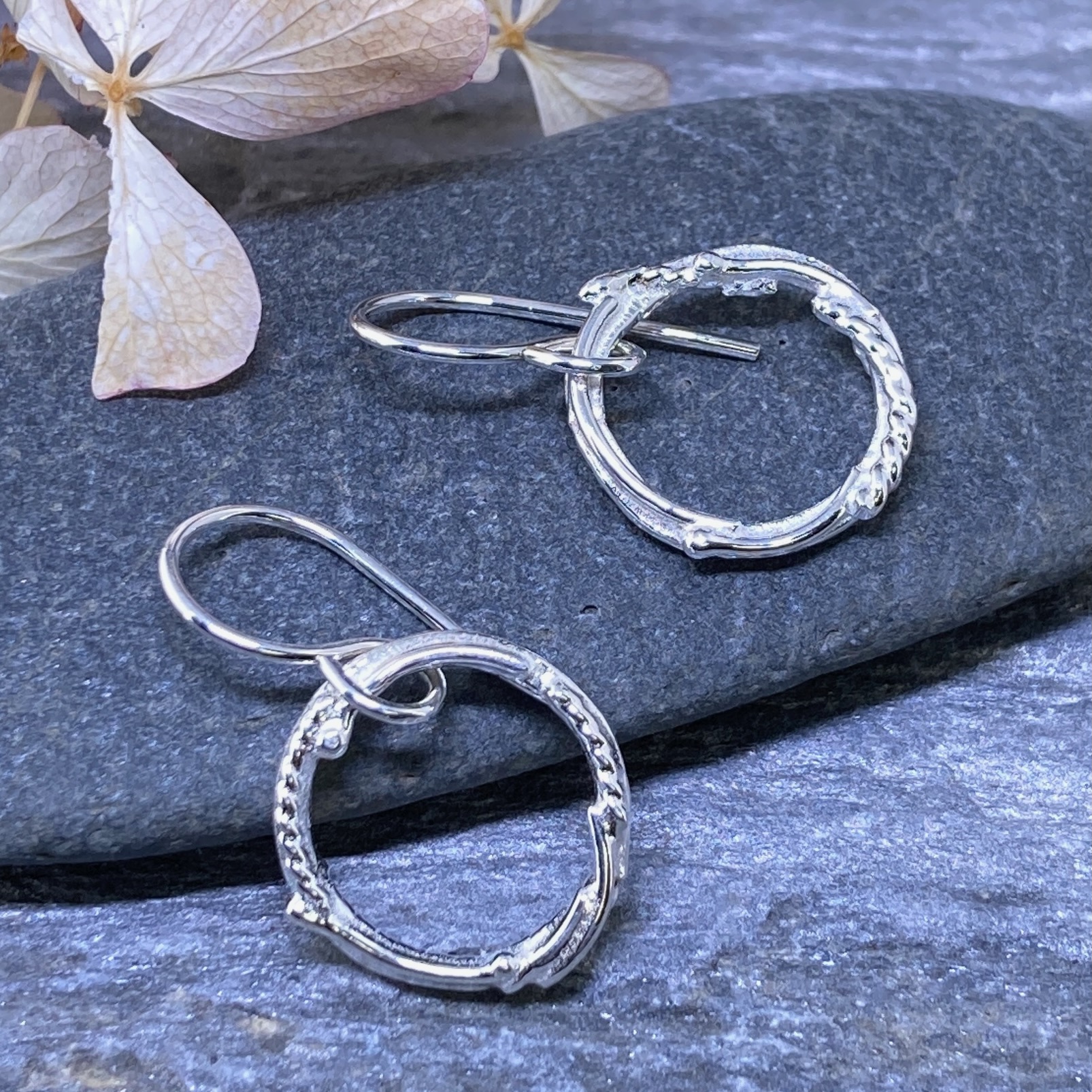 freeform circle earrings - Argentium silver - small