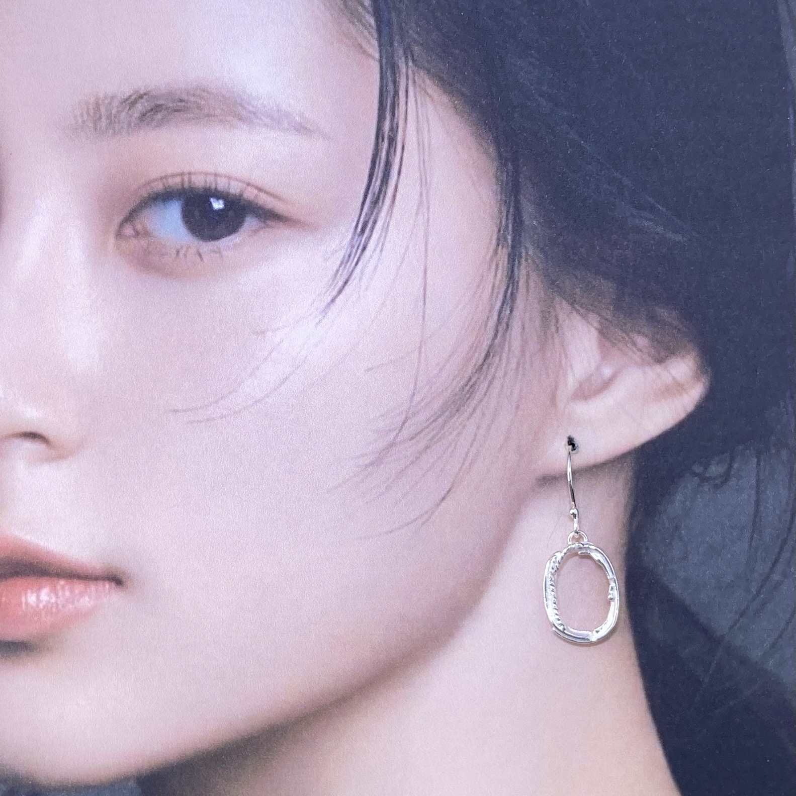 freeform oval earrings - Argentium silver - small - Image 3