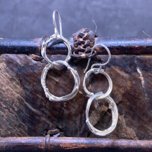 freeform circle earrings - Argentium silver - double boulder