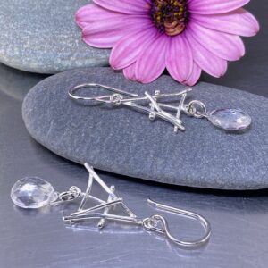 quartz earrings - twigs - Argentium silver