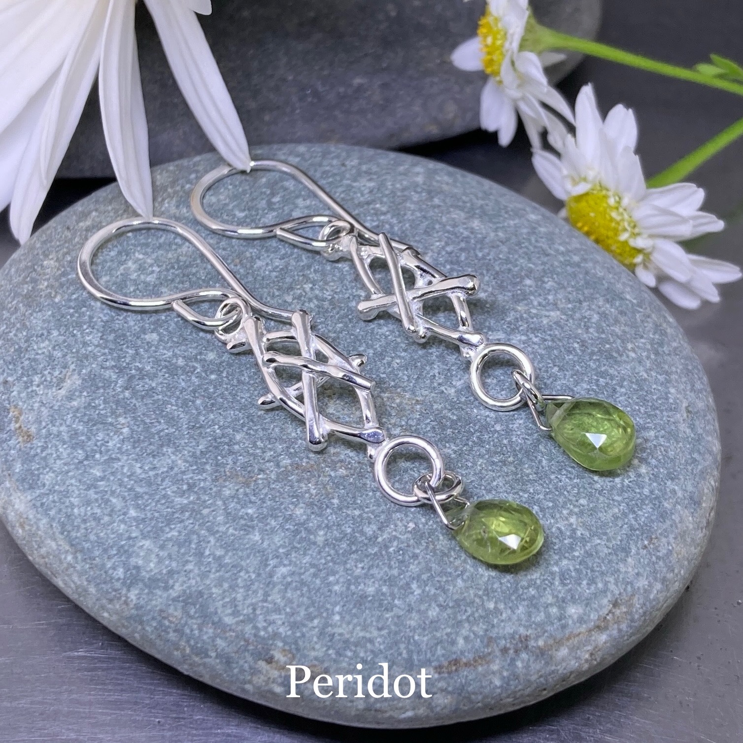 gemstone earrings - marquise twigs - Image 3