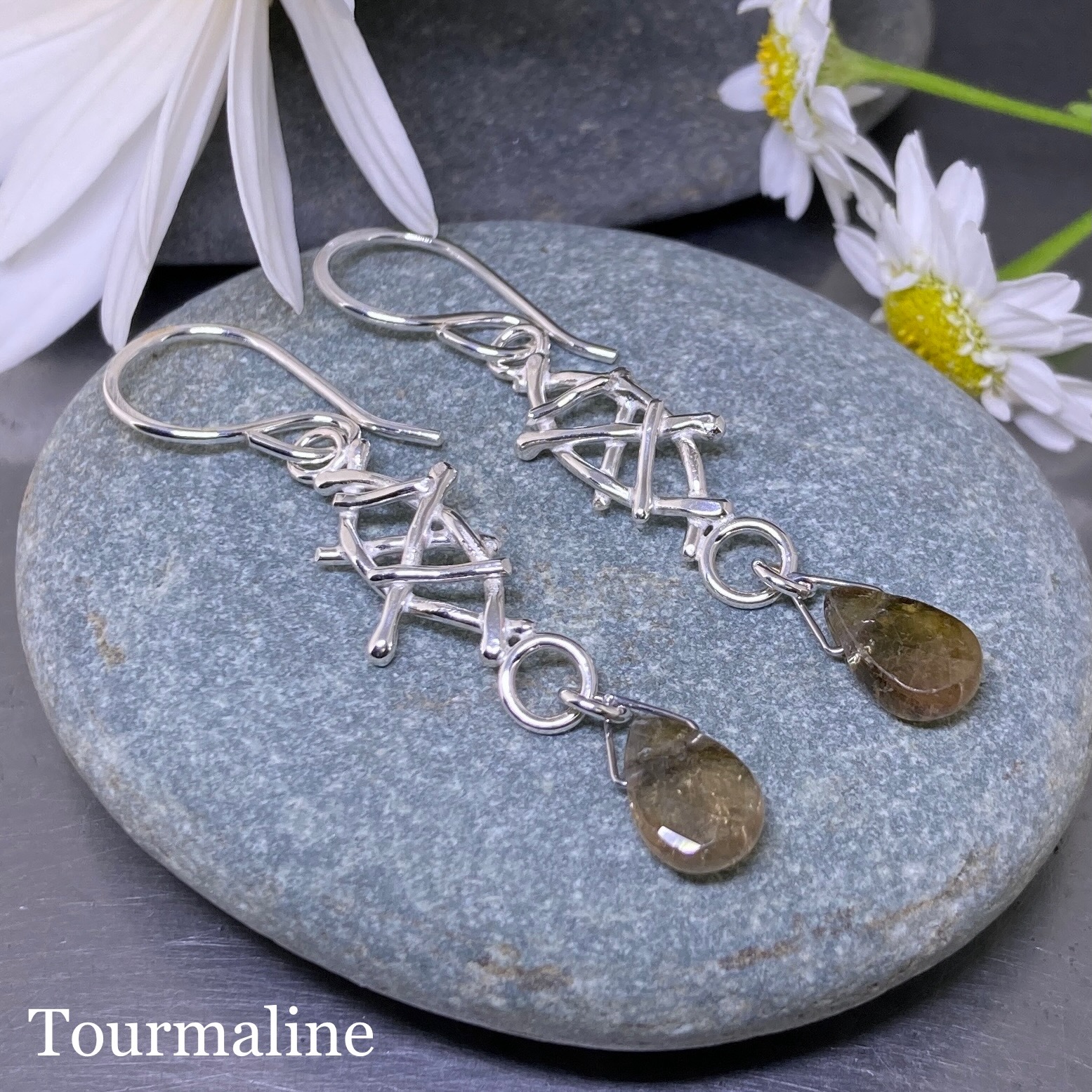 gemstone earrings - marquise twigs - Image 2