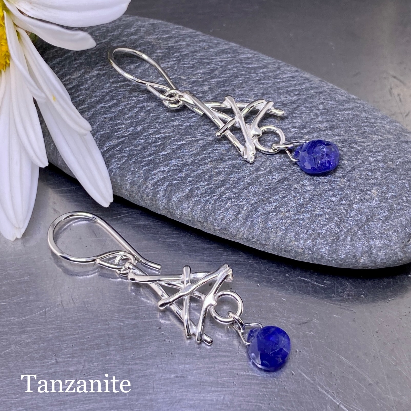 gemstone earrings - triangle twigs - Image 2