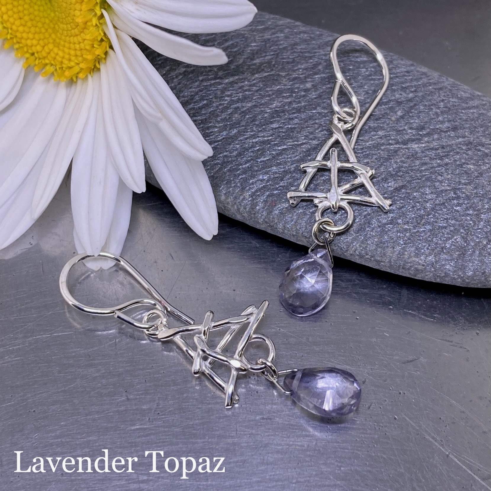 gemstone earrings - triangle twigs - Image 4