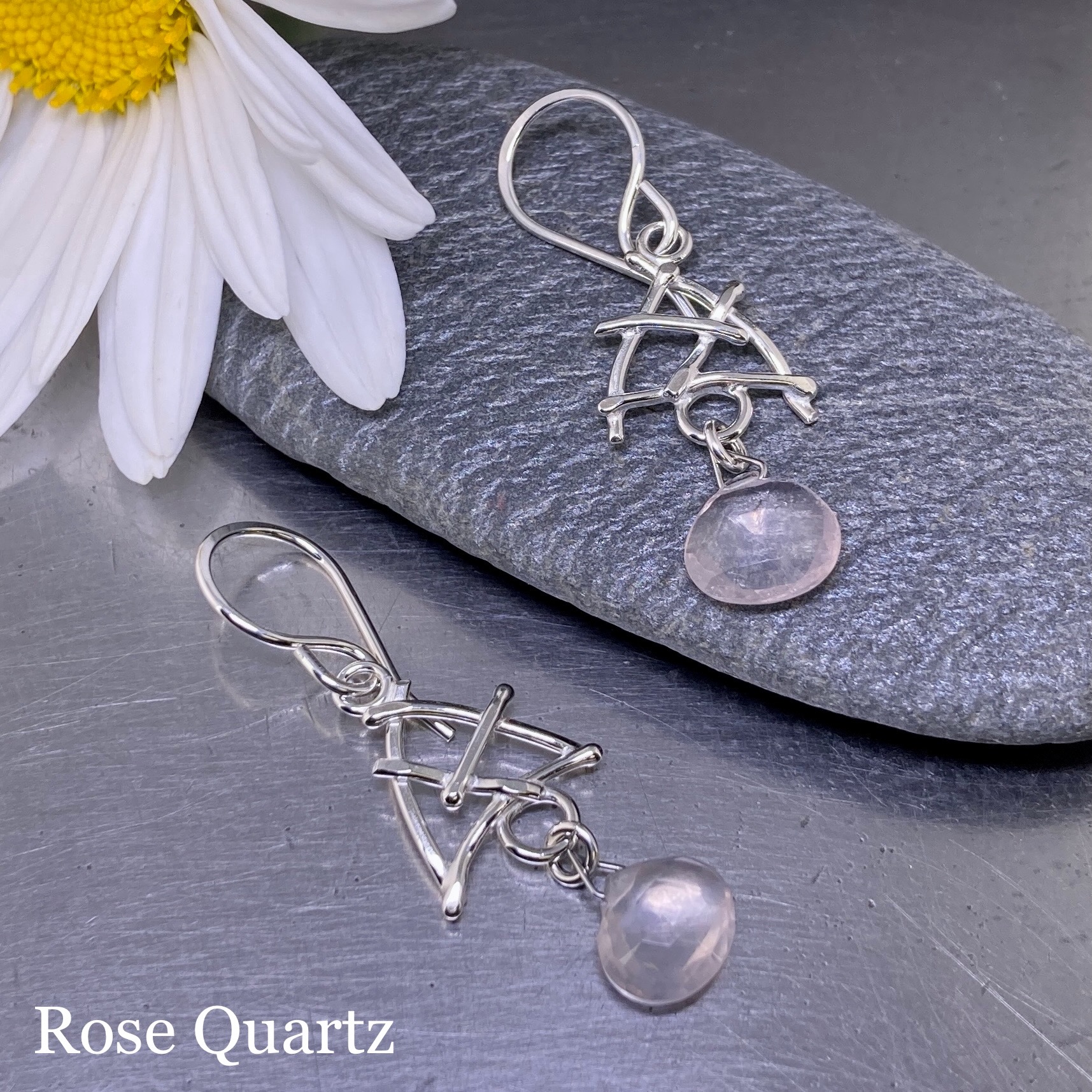 gemstone earrings - triangle twigs - Image 5