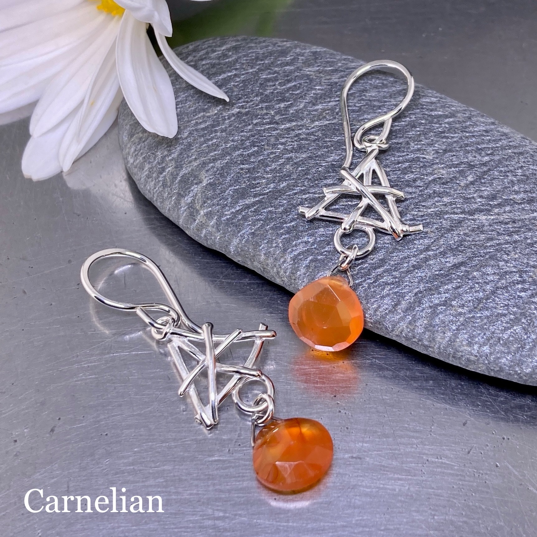 gemstone earrings - triangle twigs - Image 7