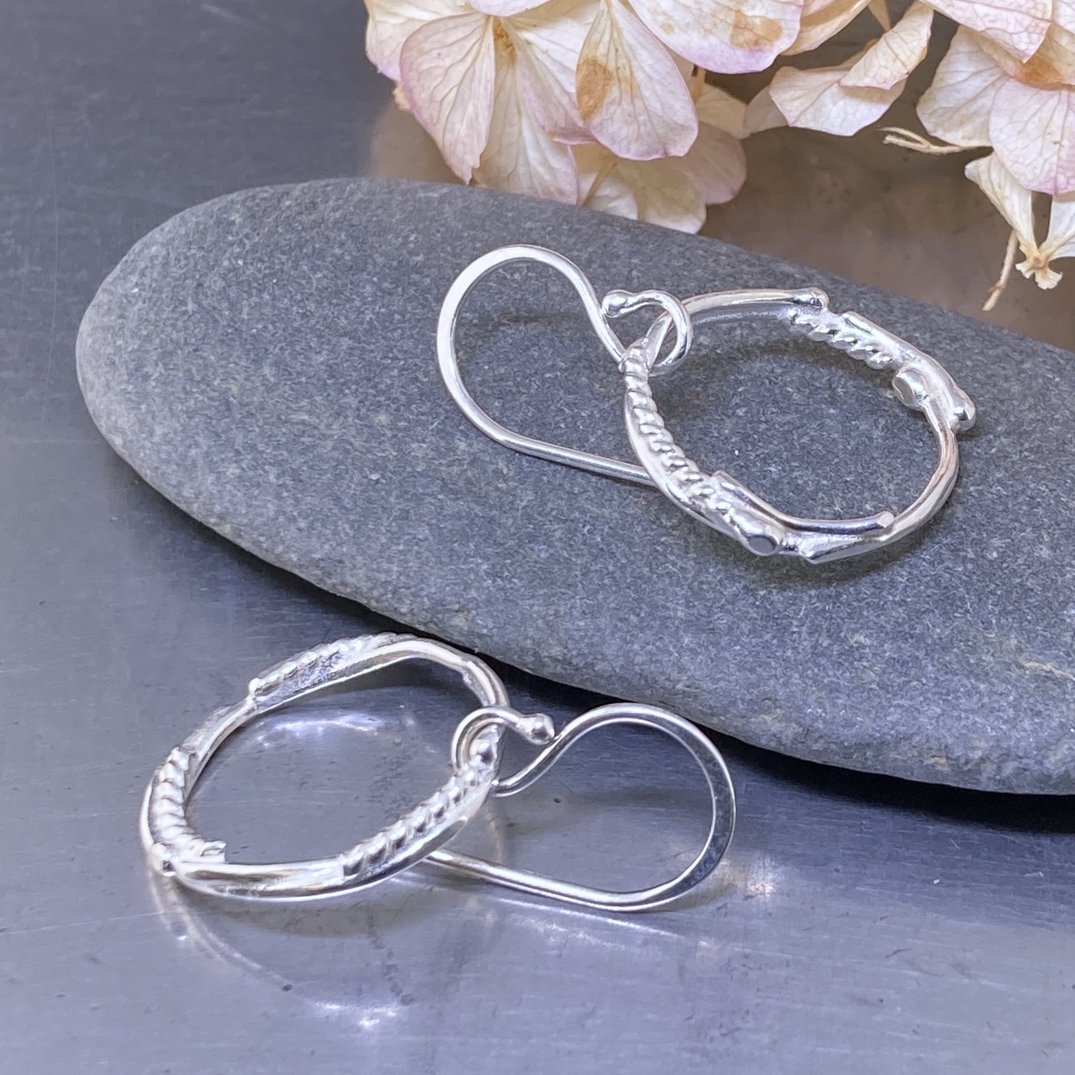 Freeform Circle Earrings – Argentium Silver - Image 7