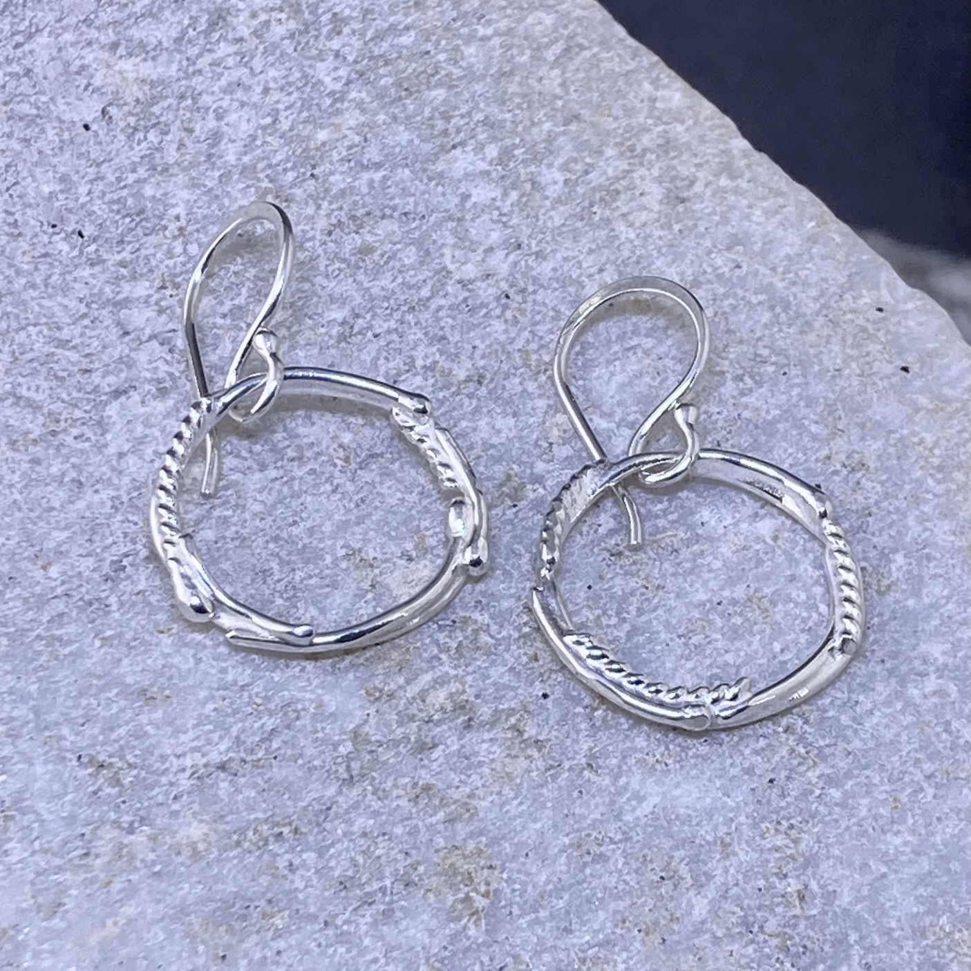 Freeform Circle Earrings – Argentium Silver - Image 6