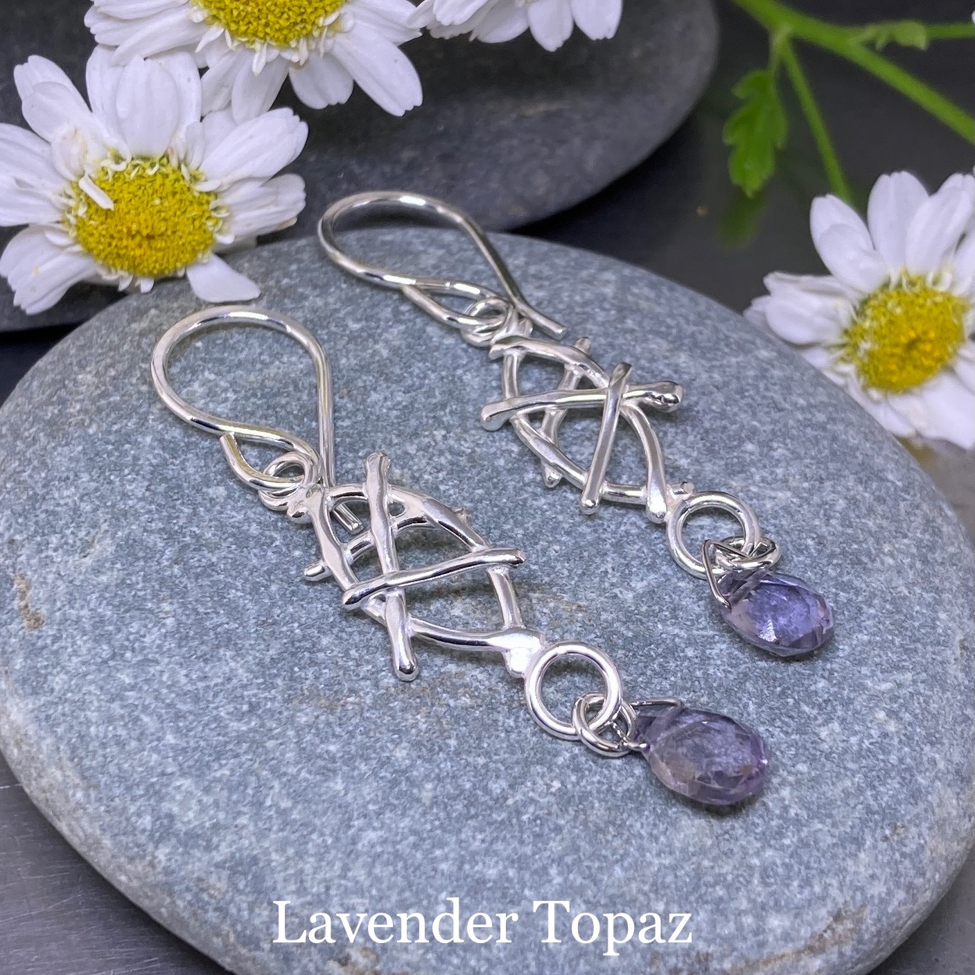 gemstone earrings - marquise twigs - Image 6