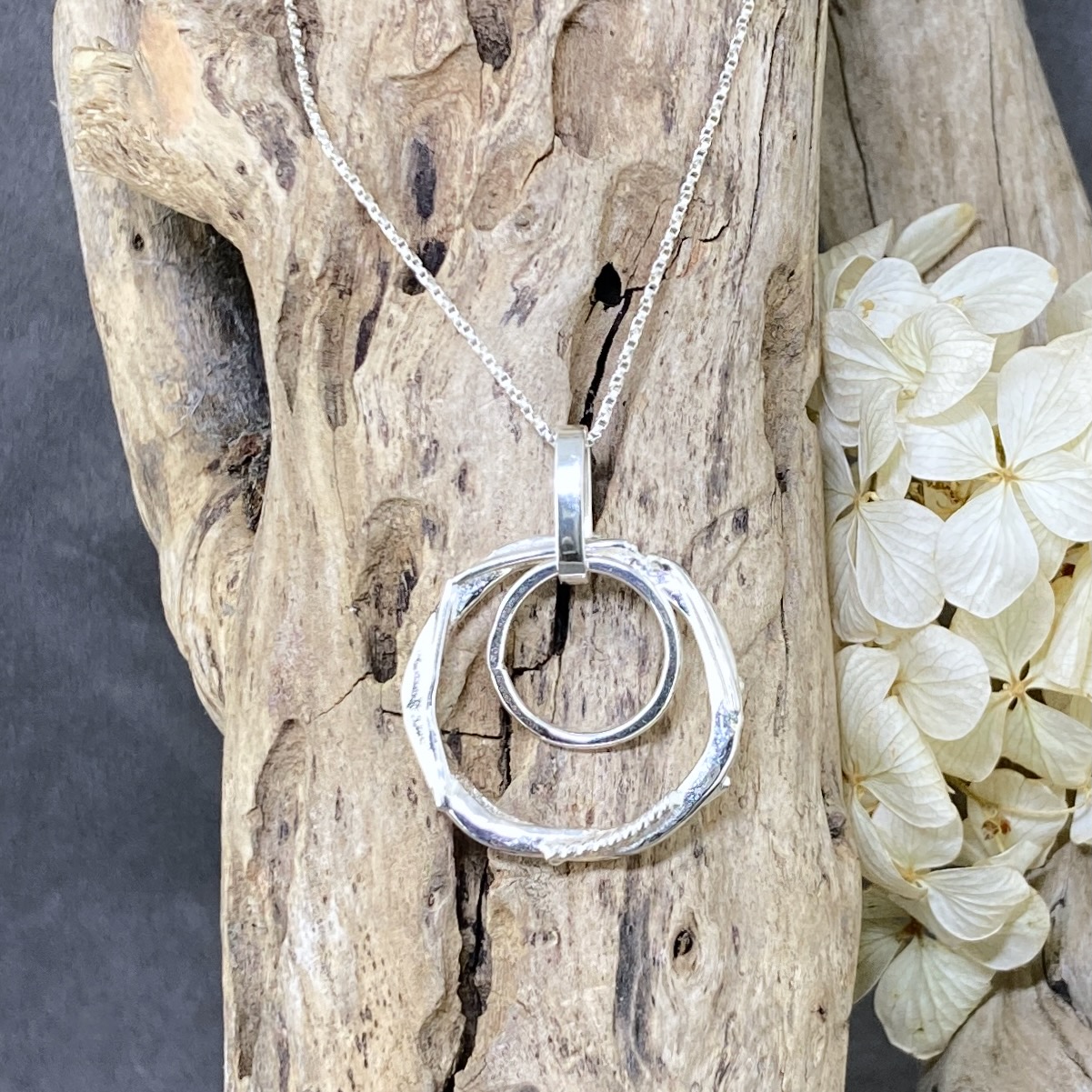 freeform circle pendant – double hollow boulder - Image 3