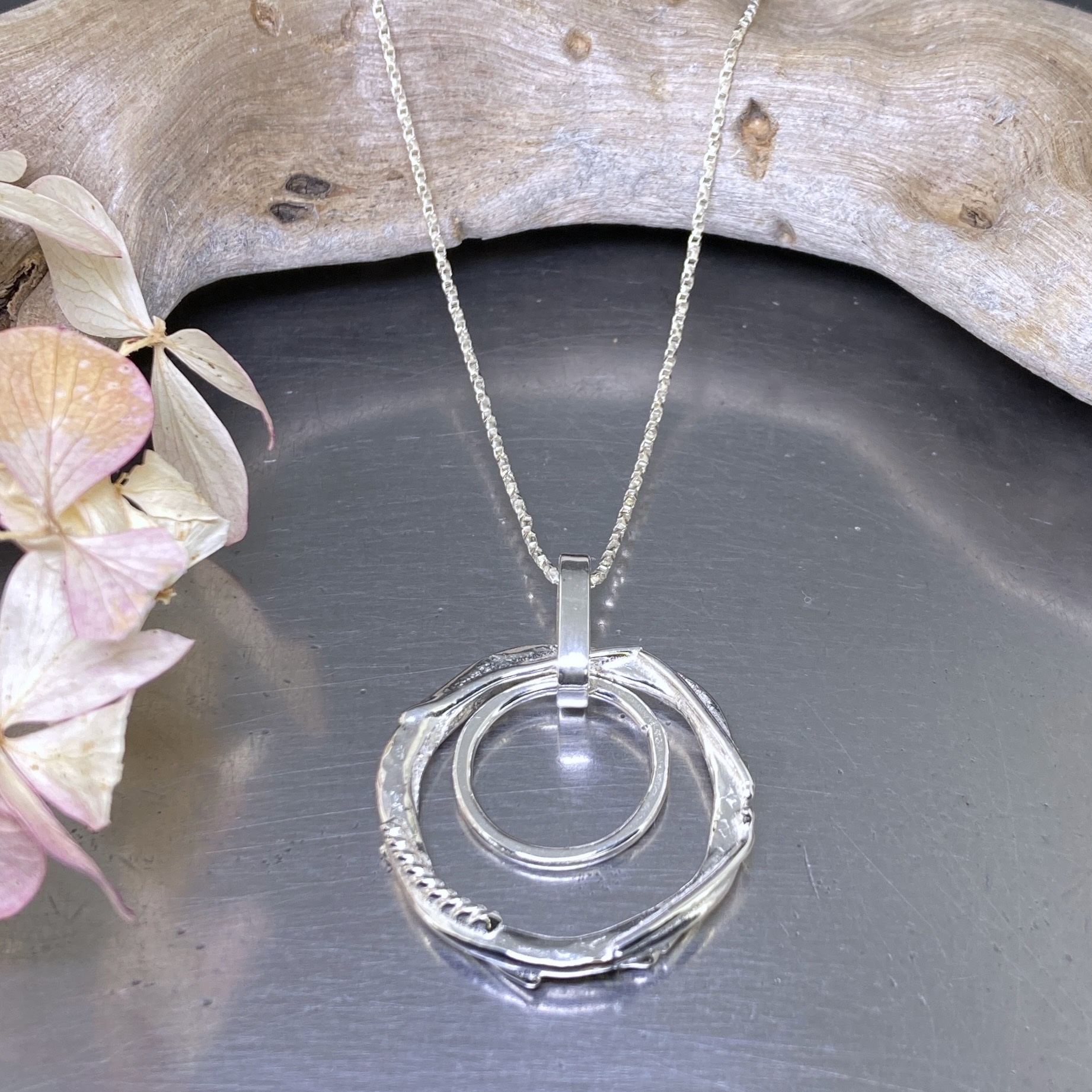 freeform circle pendant – double hollow boulder - Image 2