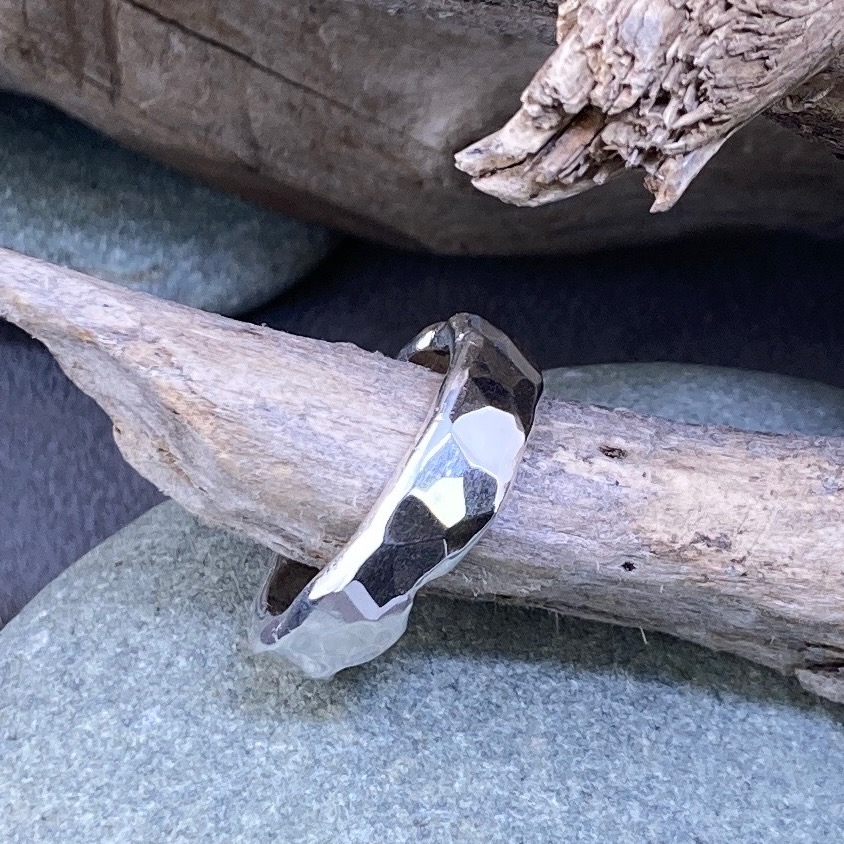 hammered wavy ring – size 8.75 - Argentium silver - Image 5