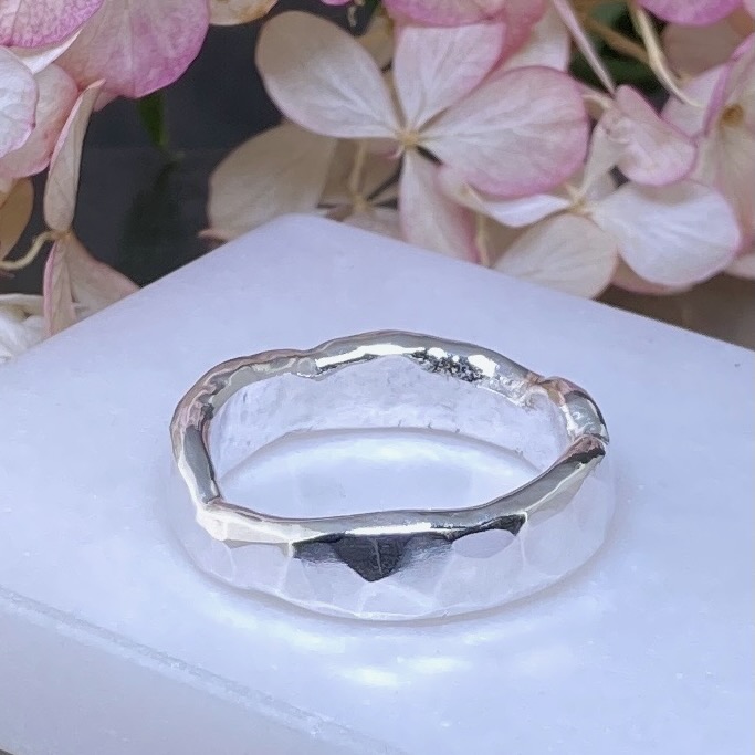 hammered wavy ring – size 8.75 - Argentium silver