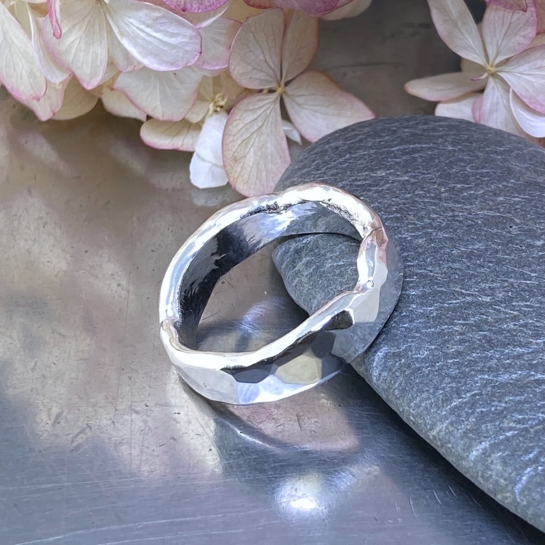 hammered wavy ring – size 8.75 - Argentium silver - Image 2