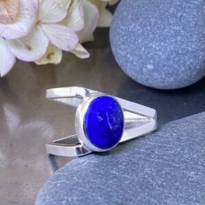 Lapis Lazuli Ring – Size 6 – Argentium Silver Book Design – 3.5 Carat