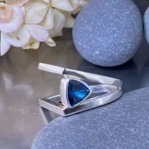 London Blue Topaz Ring – Size 10 – Argentium Silver D-Book – 2 Carat