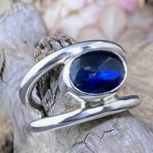 Kyanite Ring – Size 6.75 – Argentium Silver Double Band – 4.5 Carat
