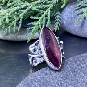 Ruby Ring – Size 6.75 – Argentium Silver Waves – 10.23 Carat