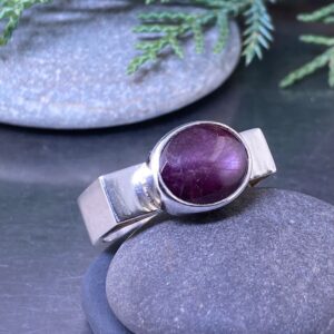 Ruby Diopside Ring – Size 9.25 – Argentium Silver Circle D-Band Band