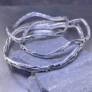 Wavy Bark Bangles – Argentium Silver - Antique Finish