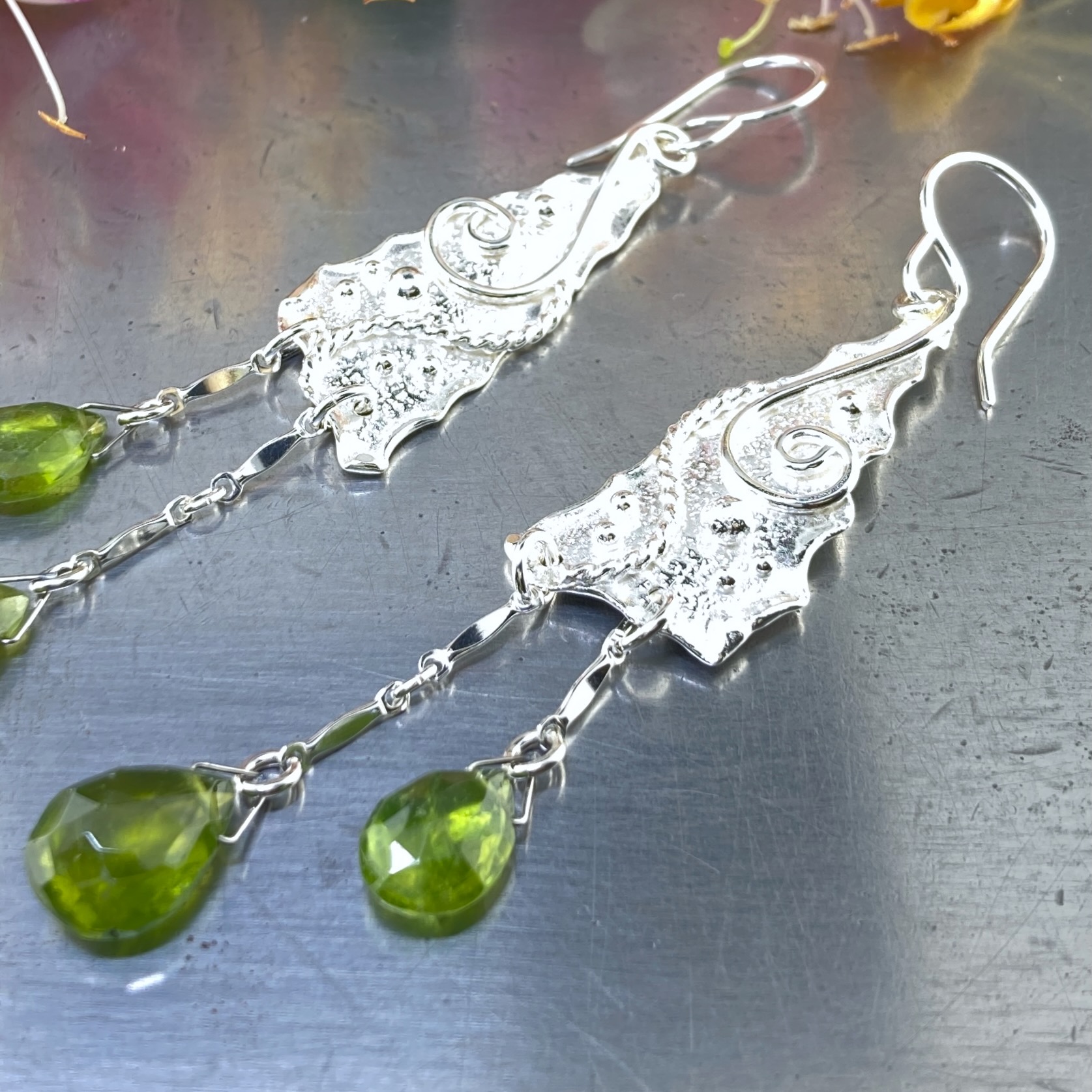 grossular garnet earrings - Argentium silver