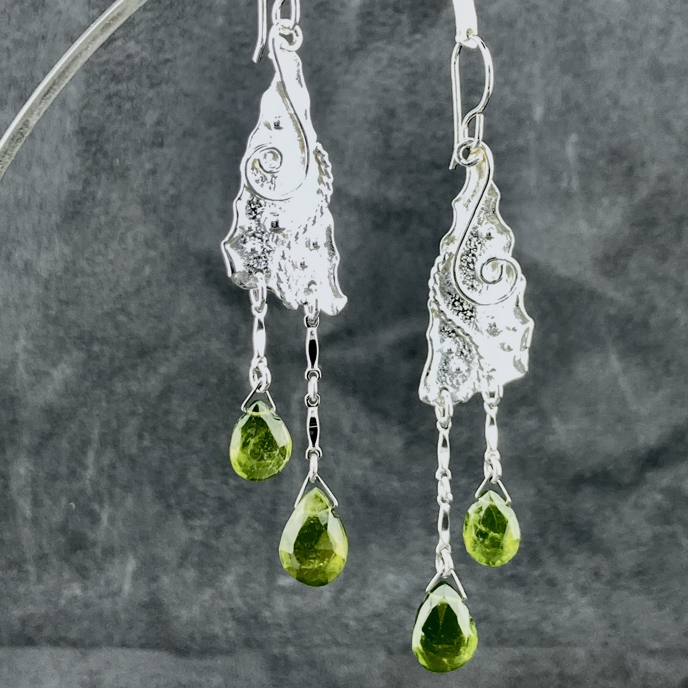 grossular garnet earrings - Argentium silver - Image 3