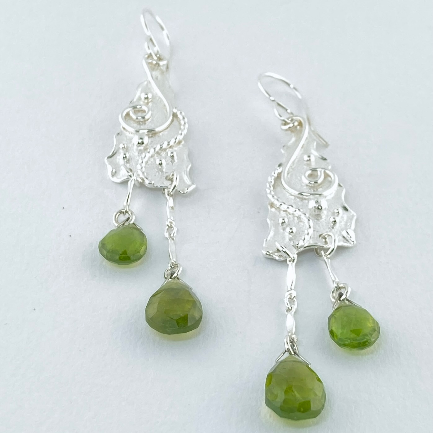 grossular garnet earrings - Argentium silver - Image 2
