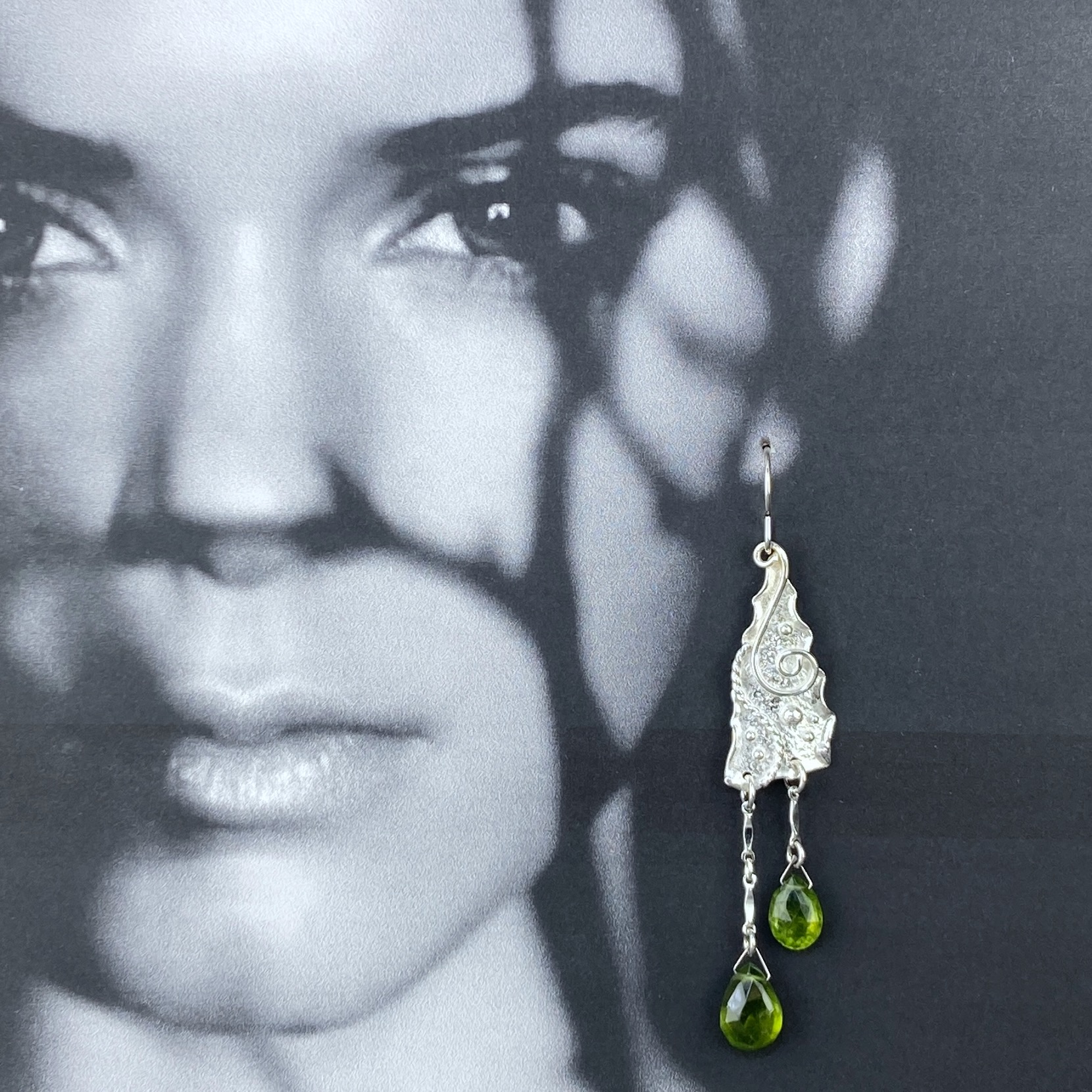 grossular garnet earrings - Argentium silver - Image 5