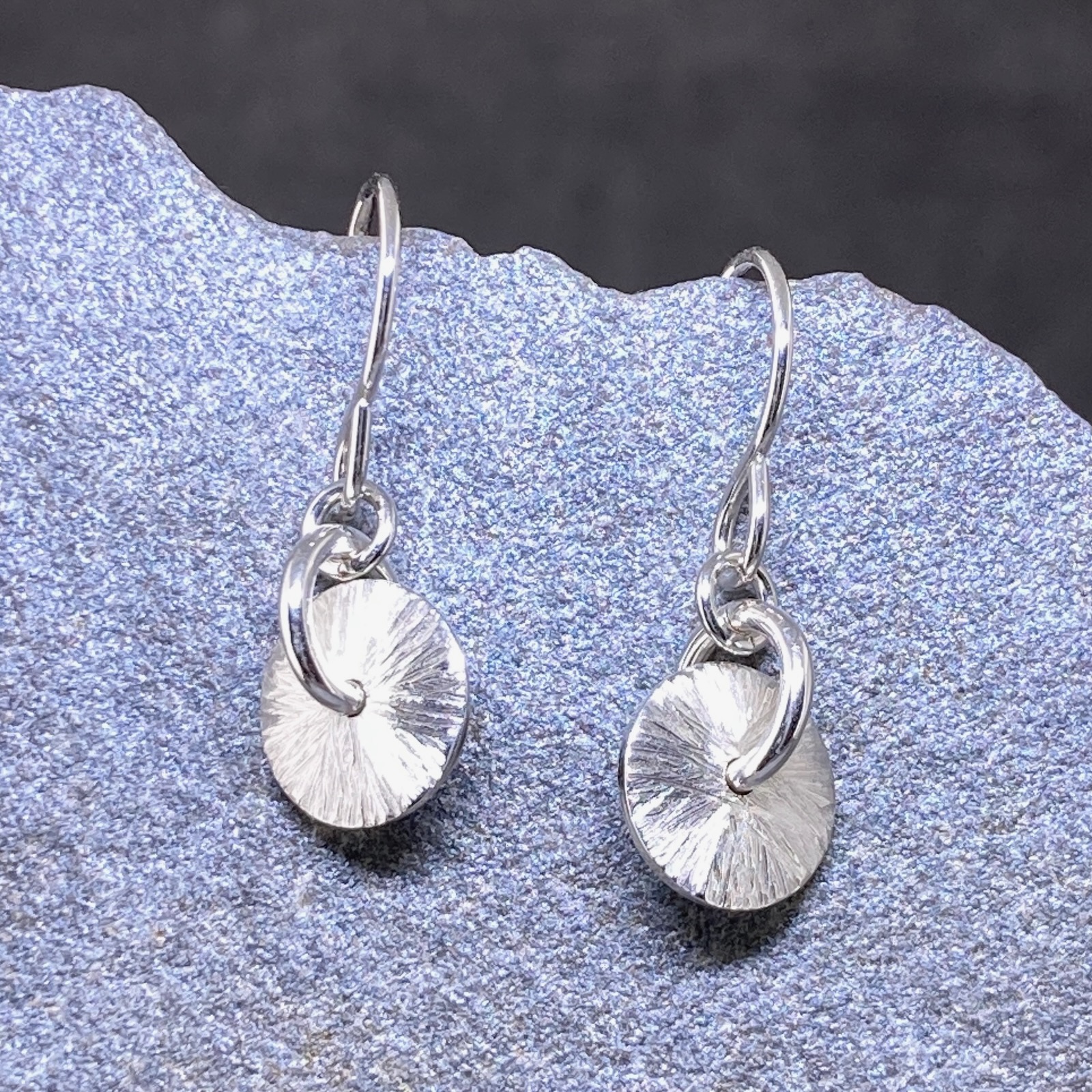 moon with ring - Argentium silver - dangle - Image 4