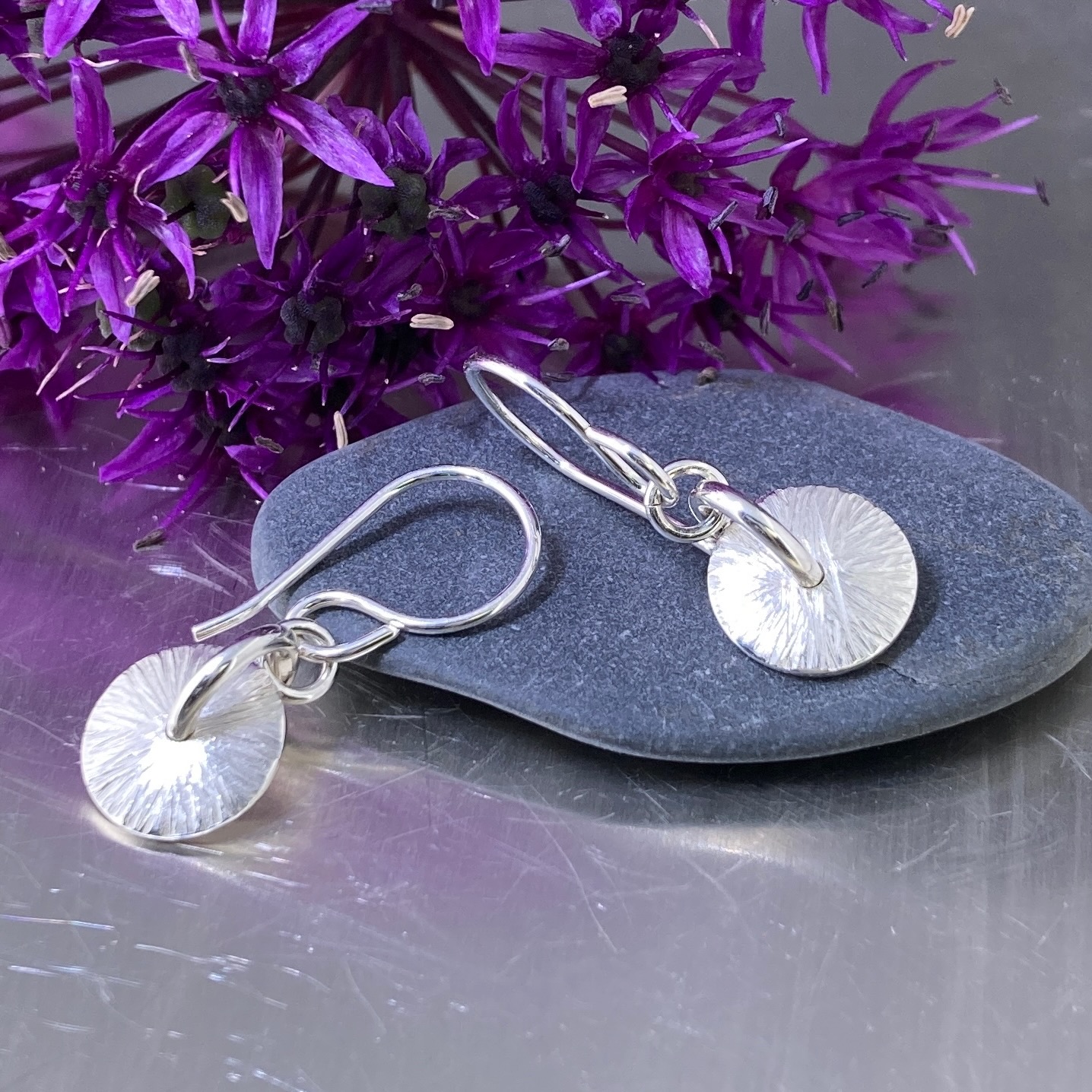 moon with ring - Argentium silver - dangle