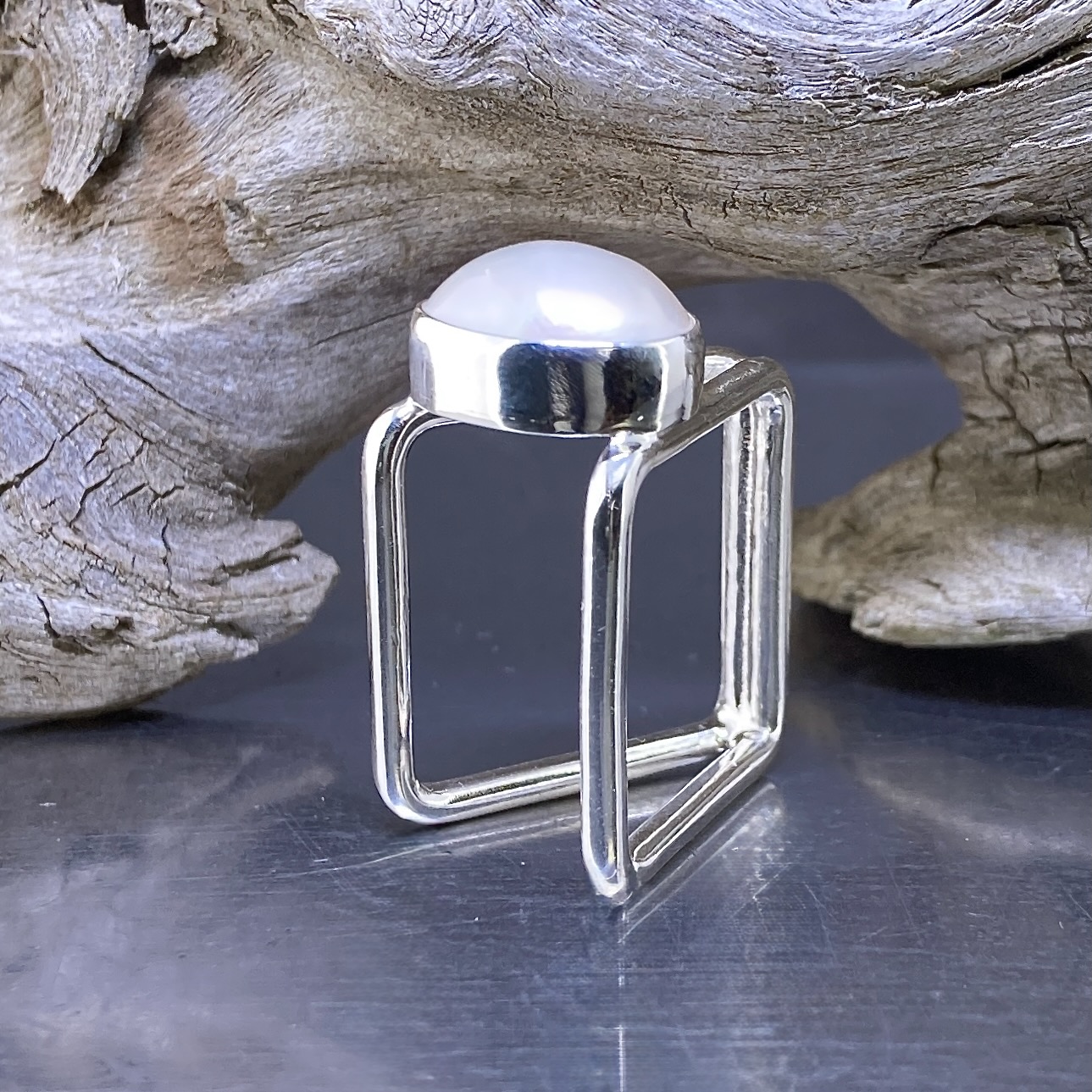 Pearl Ring – Size 9 – Argentium Silver Book