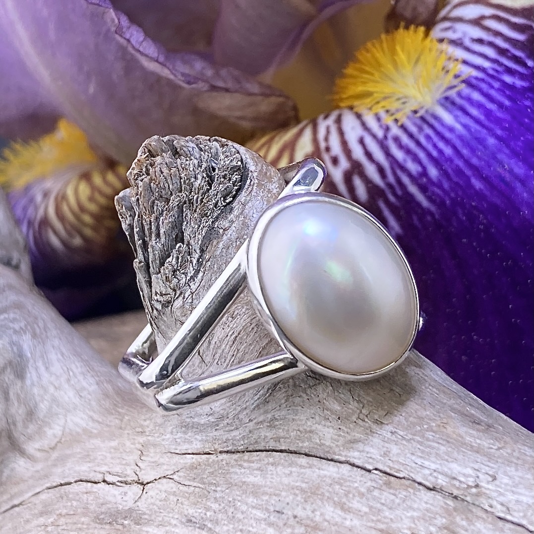 Pearl Ring – Size 9 – Argentium Silver Book - Image 2
