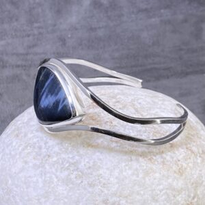 Hawk’s Eye Argentium Silver Cuff Bracelet – Large