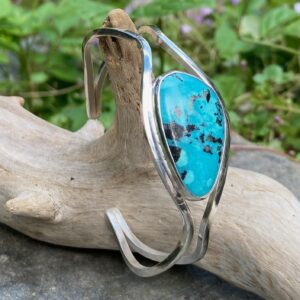 Turquoise Argentium Silver Cuff Bracelet – Small - Polished